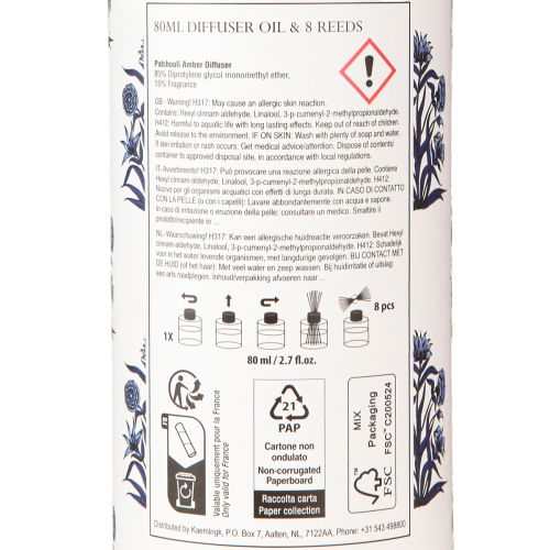 daiktų Kambario kvapų difuzorius Patchouli &amp; Peony Asorted Ø7cm 80ml 2vnt