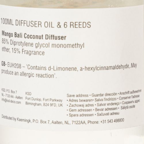 daiktų Kambario kvapų difuzorius su egzotišku kokosų ir mangų aromatu ilgalaikiam gaivumui namuose, 19 cm, 2 vnt.