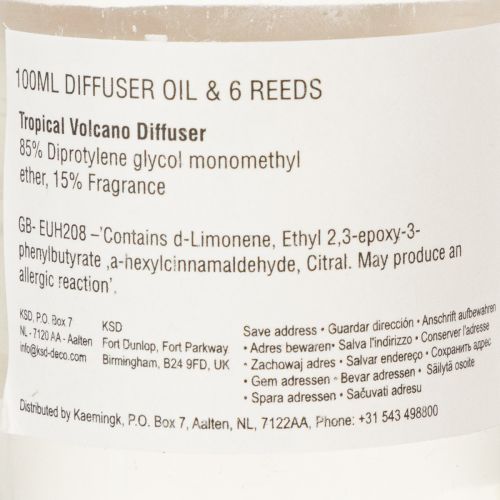 daiktų Kambario kvapų difuzorius su egzotišku kokosų ir mangų aromatu ilgalaikiam gaivumui namuose, 19 cm, 2 vnt.