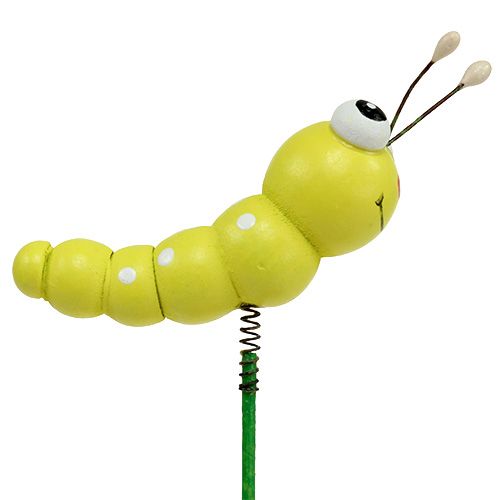 daiktų Medinis vikšras ant pagaliuko žalias, geltonas 8cm 24 vnt