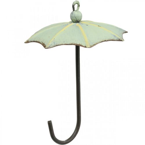 Floristik24 Skėčiai pakabinti, spyruoklinė puošmena, skėtis, metalo apdaila rožinė, žalia H12,5cm Ø9cm 4vnt
