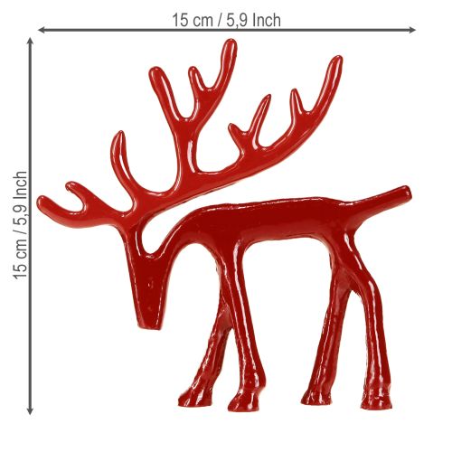 daiktų Kalėdinė elnio figūrėlė, metalinė stalo dekoracija, raudona, 15 cm