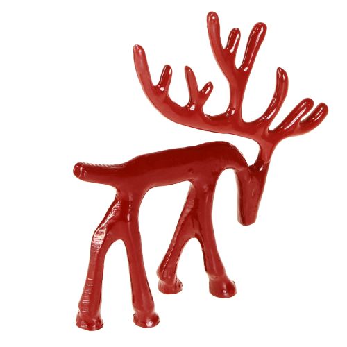 daiktų Kalėdinė elnio figūrėlė, metalinė stalo dekoracija, raudona, 15 cm