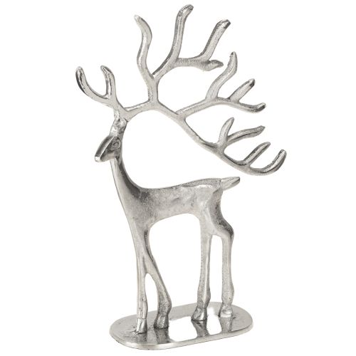 Šiaurės elnio dekoratyvinė figūrėlė, metalinė, sidabrinė, H31cm