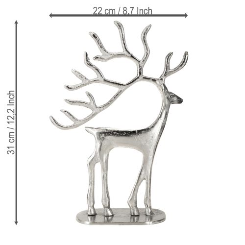 daiktų Šiaurės elnio dekoratyvinė figūrėlė, metalinė, sidabrinė, H31cm