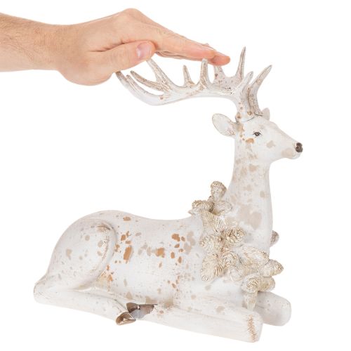 Dekoratyvinė sėdinčio elnio su ragais figūrėlė, 30 cm | Floristik24.lt