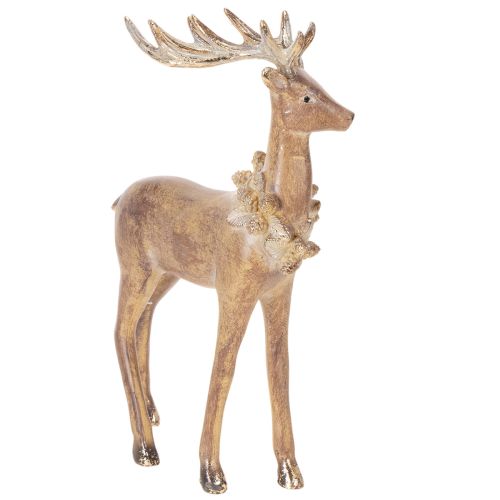 Dekoratyvinė elnio su ragais figūrėlė, pastatoma, kalėdinė puošmena, 28 cm