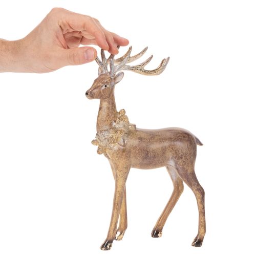 Dekoratyvinė elnio su ragais figūrėlė, pastatoma, kalėdinė puošmena, 28 cm | Floristik24.lt