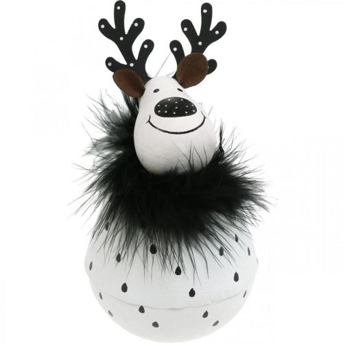 daiktų Dekoratyvinis elnias, Kalėdinė puošmena, dekoratyvinė figūra iš metalo, Advento balta, juoda H15,5cm Ø8cm