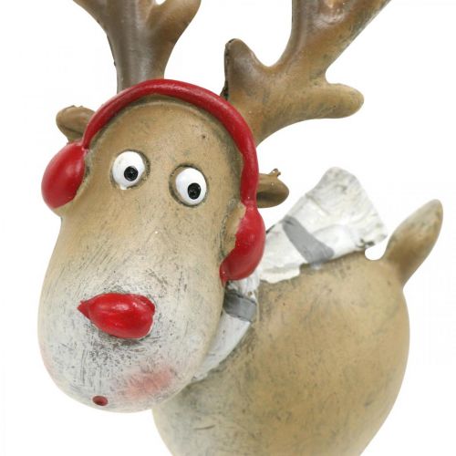Floristik24 Deco figūrėlės elnio Kalėdos su skarele 7×4,5×12cm 4vnt