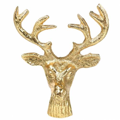 Floristik24 Kalėdinė puošmena elnio galva metalinė auksinė 6,8cm 6vnt