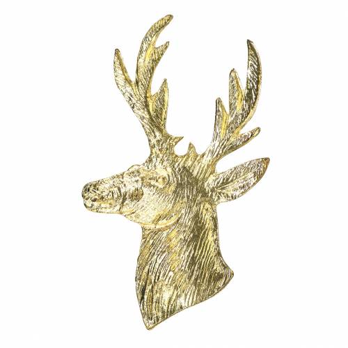 Floristik24 Dekoratyvinis šiaurės elnio biustas auksinis metalas 8cm × 4,8cm 8 vnt