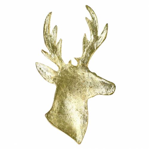 Floristik24 Dekoratyvinis šiaurės elnio biustas auksinis metalas 8cm × 4,8cm 8 vnt