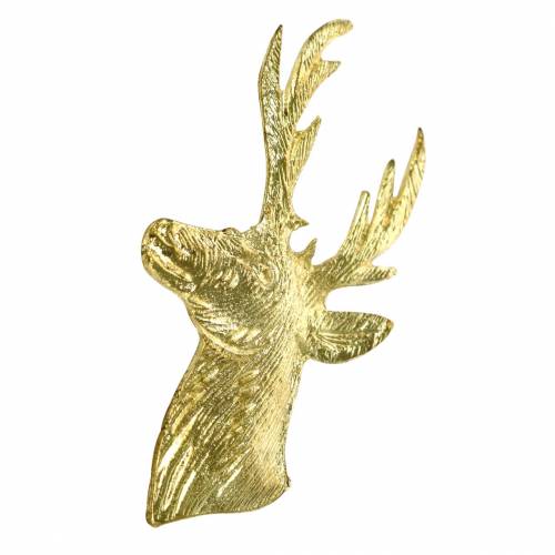 Floristik24 Dekoratyvinis šiaurės elnio biustas auksinis metalas 8cm × 4,8cm 8 vnt