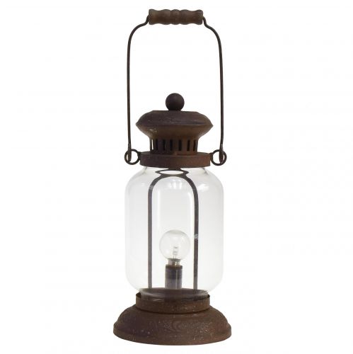 Floristik24 Retro lempa LED žibintuvėlis rūdžių ruda šilta balta Ø11cm H30cm