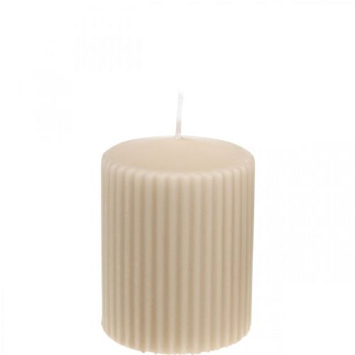 Floristik24 Stulpinės žvakės smėlio spalvos žvakė su grioveliais 70/90mm 4vnt