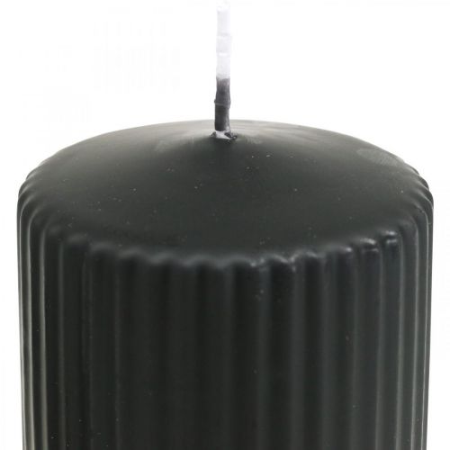 daiktų Stulpinės žvakės juoda žvakė su grioveliais 70/90mm 4 vnt