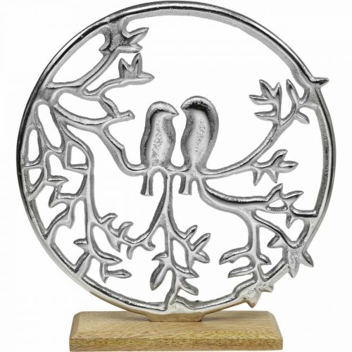 Stalo dekoravimo spyruoklė, dekoratyvinis žiedas paukštis deko sidabras H37,5cm