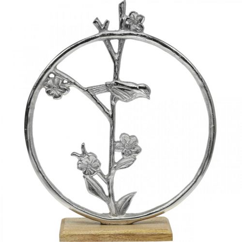 daiktų Stalo dekoravimo spyruoklė, dekoratyvinis žiedas paukštis deko sidabras H32,5cm