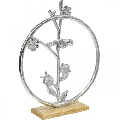 Stalo dekoravimo spyruoklė, dekoratyvinis žiedas paukštis deko sidabras H32,5cm
