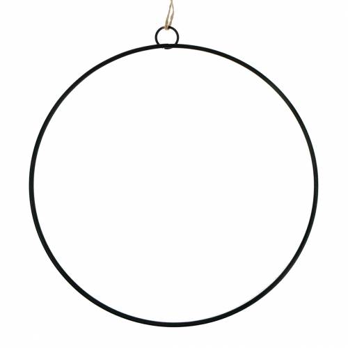 Dekoratyvinis žiedas pakabinimui juodas Ø35cm 4vnt