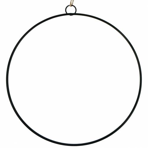 Deko žiedas pakabinimui juodas Ø50cm 3vnt