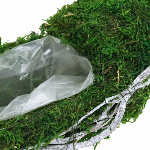 Floristik24 Samanų vainiko augalo žiedas su vijokliais ir samanų žaliais, baltas Ø35cm