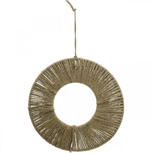 daiktų Žiedas dengtas, vasarinė puošmena, dekoratyvinis žiedas pakabinimui, boho stiliaus natūralios spalvos, sidabras Ø29,5cm