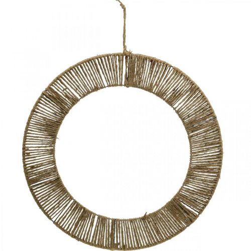 Sienų dekoravimo vasaros dekoravimo žiedas boho džiuto pakabinimui, metalinis Ø49cm