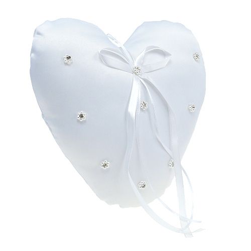Floristik24 Žiedinė pagalvė širdies formos 18cm balta