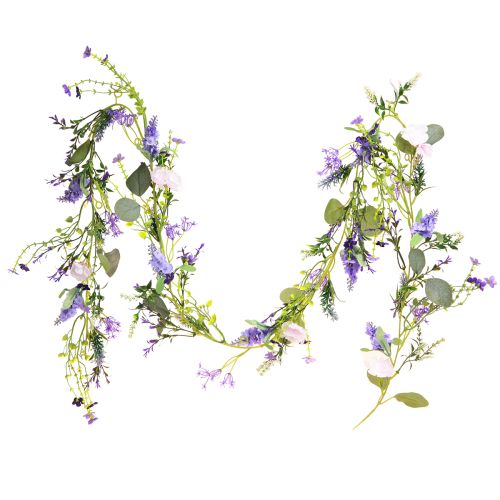 Floristik24 Romantiška gėlių girlianda violetinės rožinės baltos spalvos L194cm 2vnt