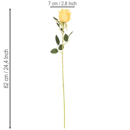 Dirbtinė rožė su ilgu kotu, dirbtinė gėlė, 62 cm, 12 vnt. | Floristik24.lt