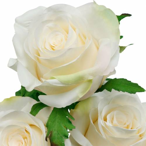 daiktų Balta rožė ant stiebo Šilkinės gėlės Dirbtinė rožė 3 vnt