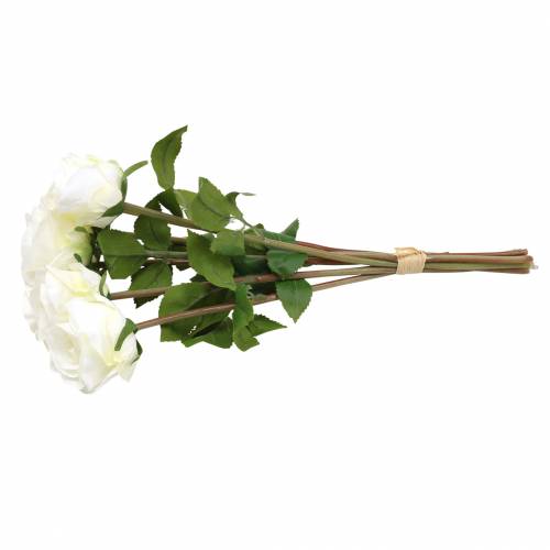 daiktų Dekoratyvinės rožių šilko gėlės kremo kekėje 36cm 8 vnt