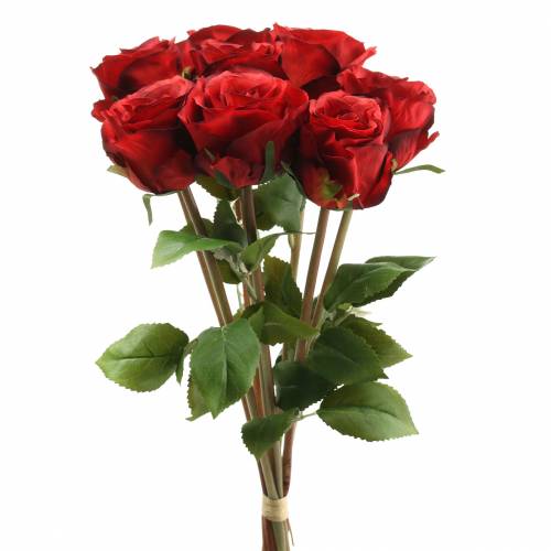 Rožė kekėje dirbtinė raudona 36cm 8 vnt