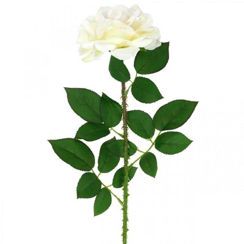 Šilkinė gėlė, rožė ant stiebo, dirbtinis augalas kreminis baltas, rožinis L72cm Ø13cm