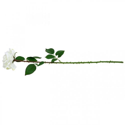 daiktų Balta rožė netikra rožė ant stiebo Šilkinė gėlė netikra rožė L72cm Ø13cm