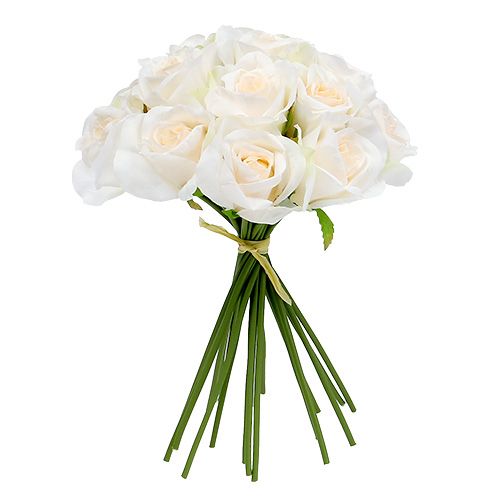 Floristik24 Rožių puokštė balta Ø26cm