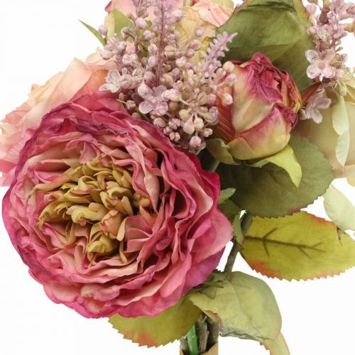 daiktų Dirbtinės rožės rudens puokštėje rožinė, violetinė H36cm