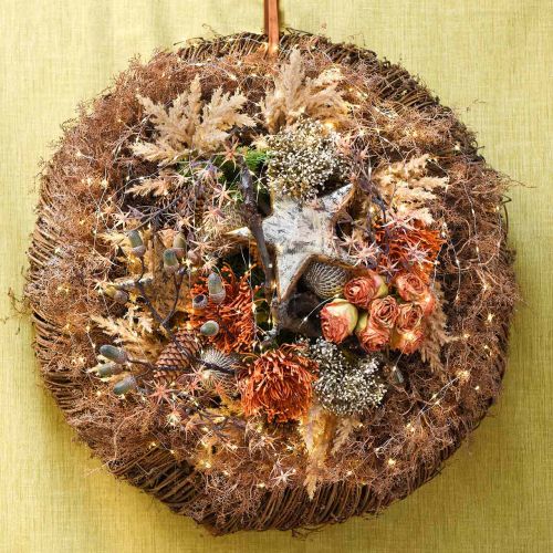 Floristik24 Rožių kekė, šilkinės gėlės, dirbtinės rožės oranžinės, antikvarinės išvaizdos L23cm 8 vnt