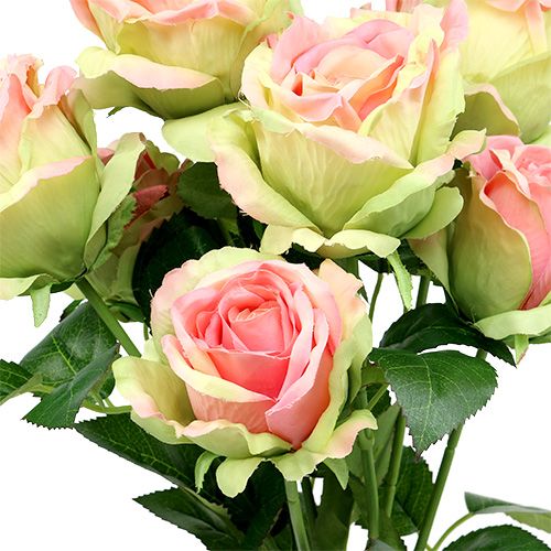 Dirbtinis rožių krūmas žalias, rožinis 55cm