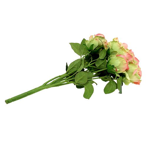 daiktų Dirbtinis rožių krūmas žalias, rožinis 55cm