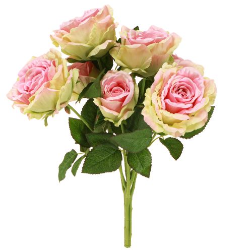 daiktų Dirbtinis rožių krūmas žalias, rožinis 55cm