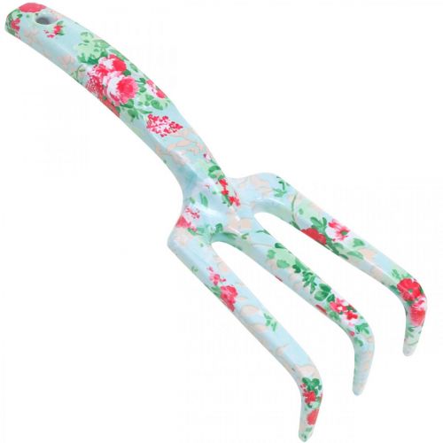 Metalinis rankinis grėblys, grėblys su rožių motyvu, mini grėblys L23cm