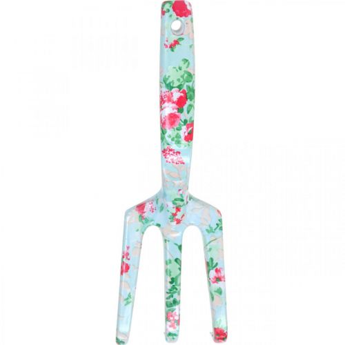 daiktų Metalinis rankinis grėblys, grėblys su rožių motyvu, mini grėblys L23cm