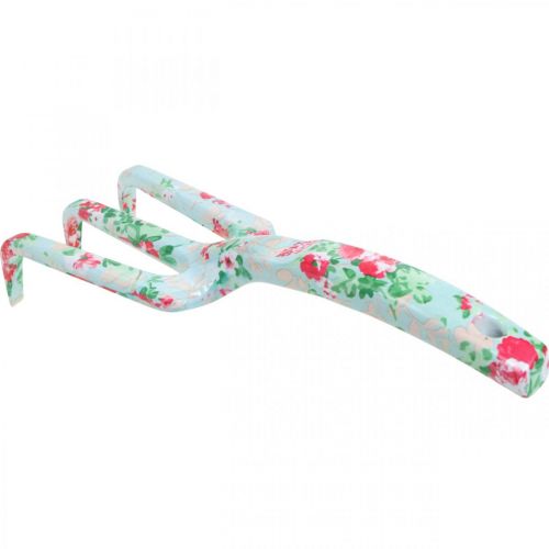 daiktų Metalinis rankinis grėblys, grėblys su rožių motyvu, mini grėblys L23cm