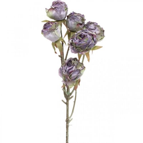 daiktų Rožės šakelė Šilko gėlių stalo puošmena Menas Rožė Violetinė Antikvarinė L53cm