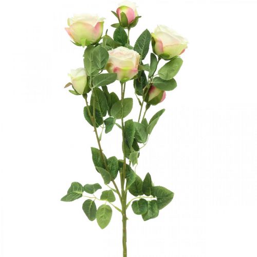 Floristik24 Rožės šakelė, šilkinės rožės, dirbtinė šakelė rožinė, kreminė L66cm Ø3/5cm