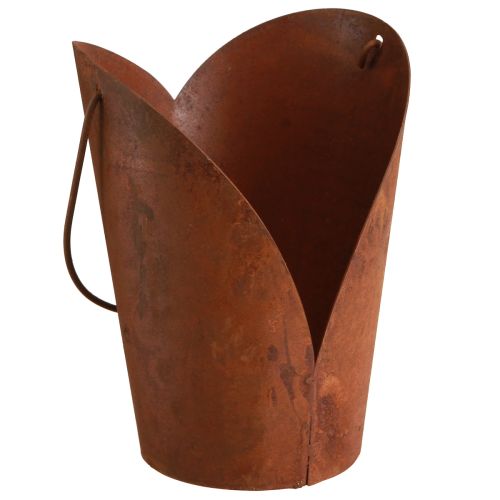 Rūdžių dekoratyvinė širdelė su metaline rankena pakabinimui 12×15,5cm 2vnt