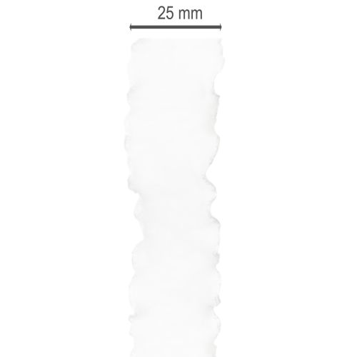 Balta raukta organzos juostelė, dekoratyvinė, 25 mm pločio, 10 m ilgio | Floristik24.lt